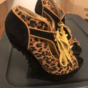 Cheetah Black Platform Heels